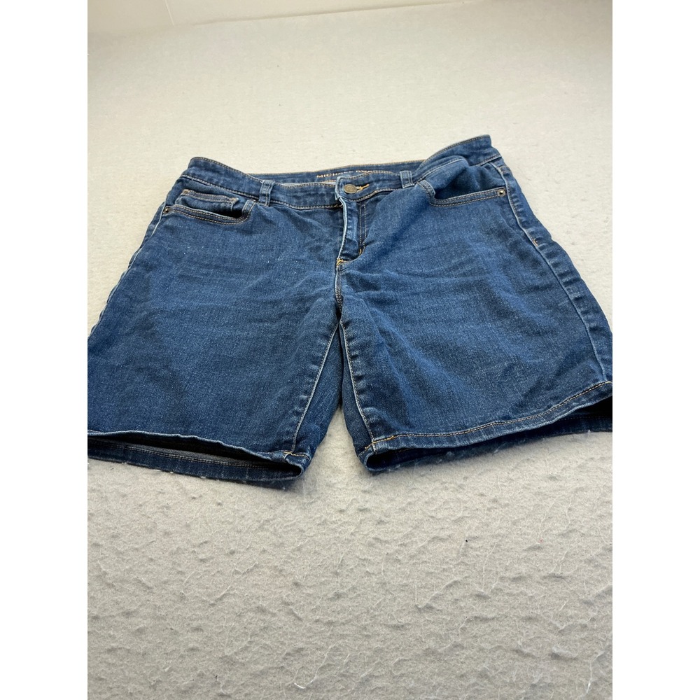 Michael Kors Denim Shorts Dark‎ Wash Gold Logo Size 6 Casual Summer Classic